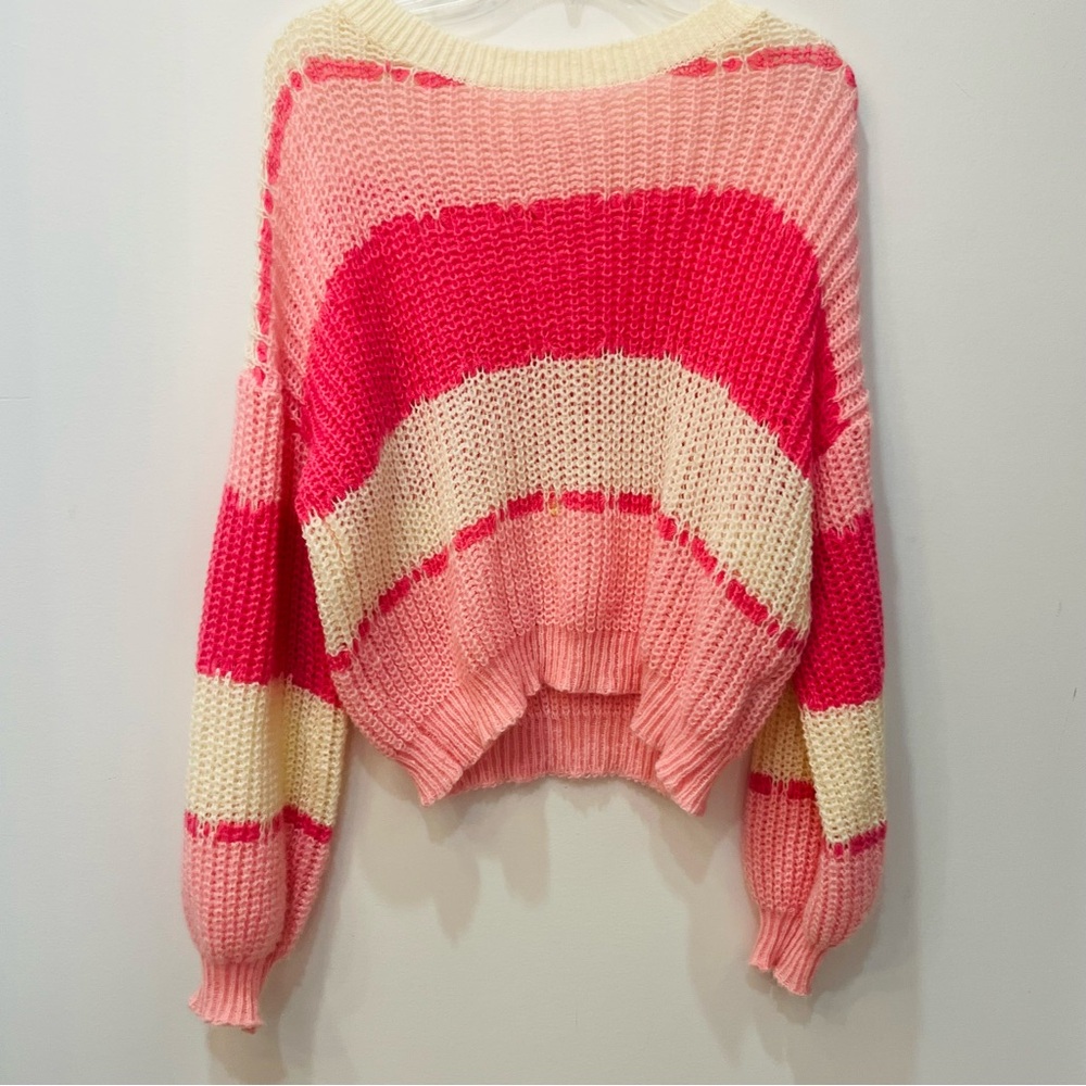 Shein pink white stripe sweater size small oversized - Picture 5 of 5